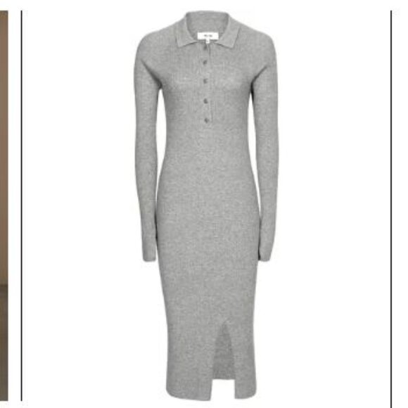 NWT Reiss Louise Light Heathered Gray Ribbed Midi Sweater Dress S  $345 USD - Picture 3 of 15